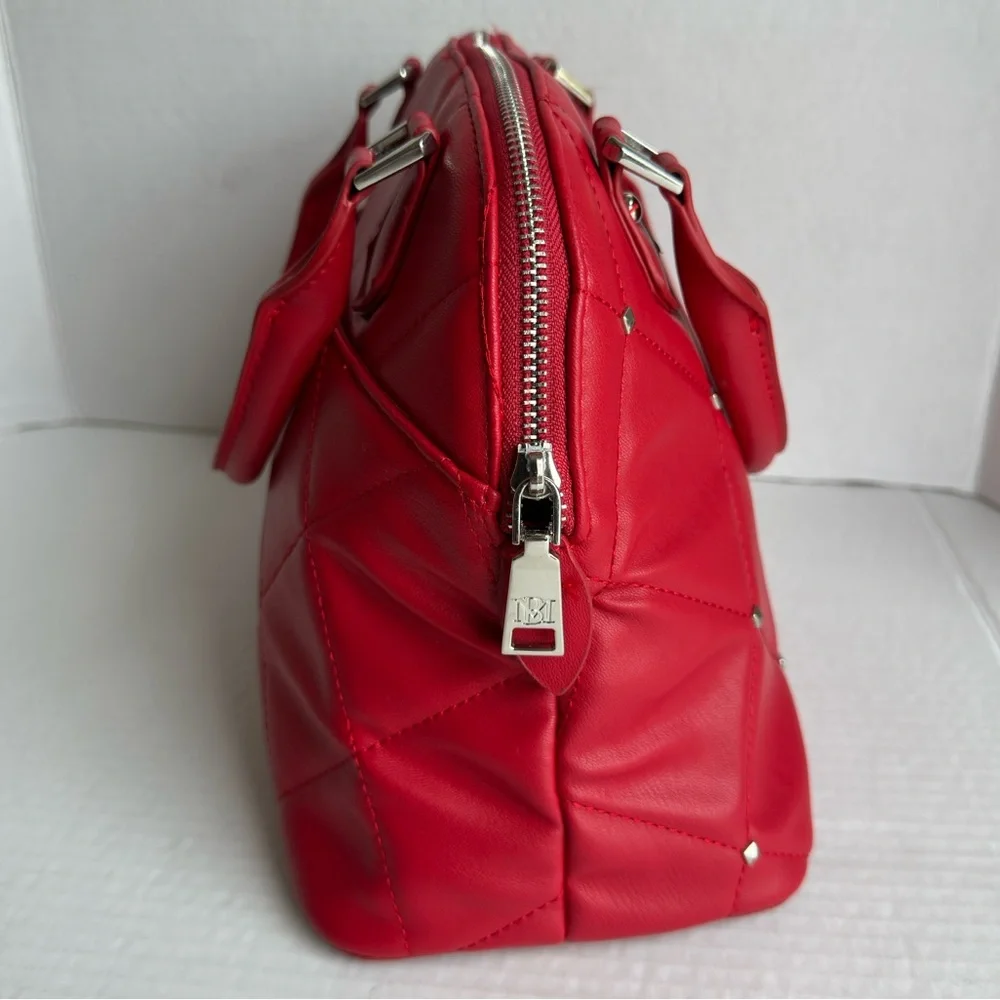 Badgley Mischka || Large Red Quilted/studded Crossbody Purse